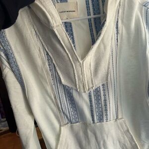 Lucky Brand Cream and Blue Pullover